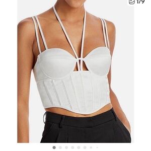 Aqua White Multi-Strap Bustier Crop Top